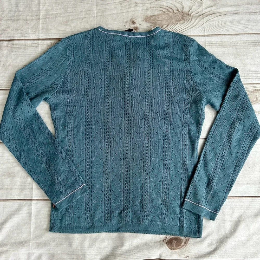 Oobe Henley fitted wool blend lightweight knit eyelets prep base layer Large‌‌‌ - Picture 5 of 10